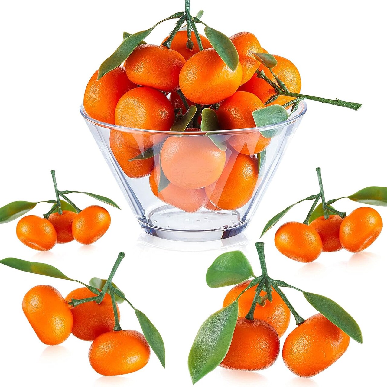 7-Cluster Artificial Mini Oranges – Realistic Faux Tangerines for Kitchen, Dining Table, Fruit Bowls, Party, and Home Décor